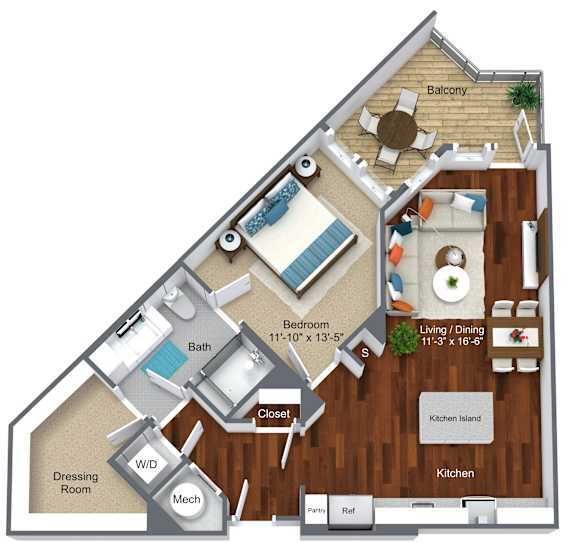 Floor Plan  Elwyn apartment, 1 bedroom, 1 bathroom in KOP, PA