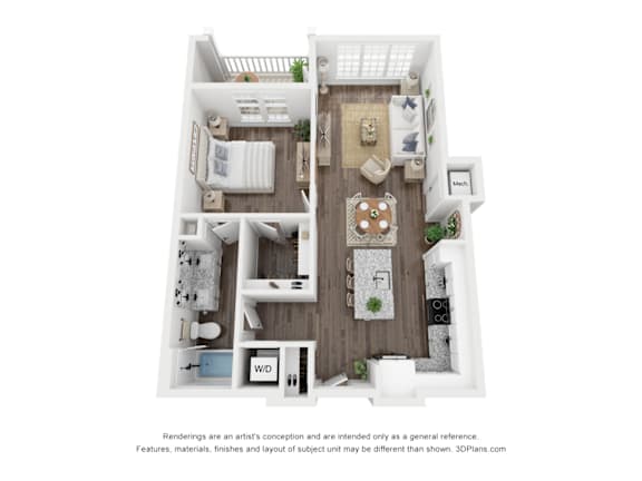 Floor Plan  Dunns 1 bed 1 bath at Atwater at Nocatee Apartments, Toledo