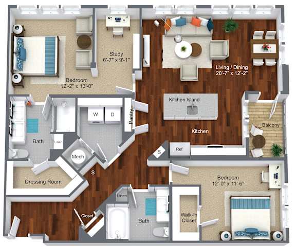 Whitford Floorplan at Canvas Valley Forge, King of Prussia, PA