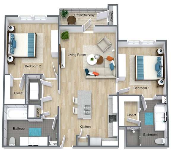 2 bed 2 bath C at Atlas Point at Prestonwood Apartments , Carrollton, TX, 75010