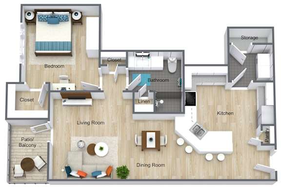 Floor Plan  1 bed  1 bath I at Atlas Point at Prestonwood Apartments , Carrollton, Texas
