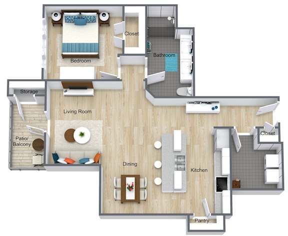 Floor Plan  1 bed  1 bath J at Atlas Point at Prestonwood Apartments , Carrollton