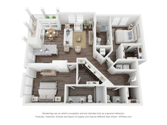 Floor Plan  2 bed 2 bath A at Atwater at Nocatee Apartments, Toledo, Florida