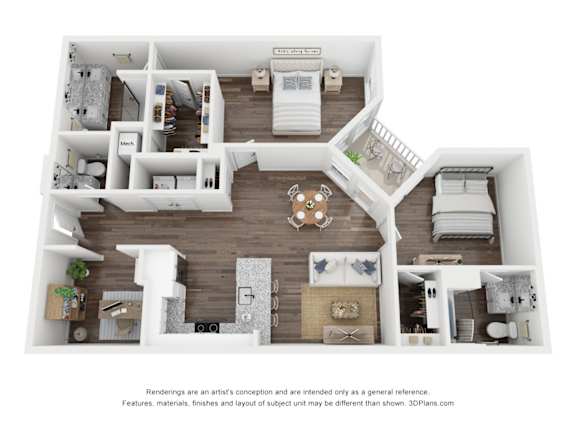Floor Plan  2 bed 2 bath E at Atwater at Nocatee Apartments, Toledo, FL, 32081