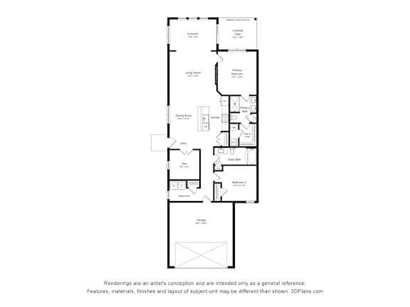 A floor plan of a house with a garage and a basement.