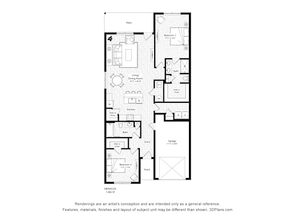 A floor plan of a house with a garage and a living room.