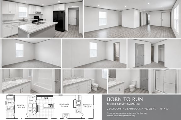 A real estate listing for a model apartment with a floor plan.