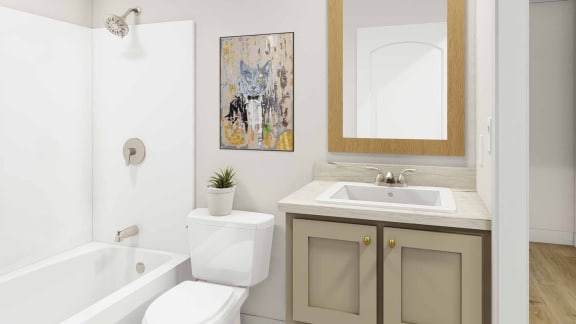 a bathroom with a sink toilet and bathtub