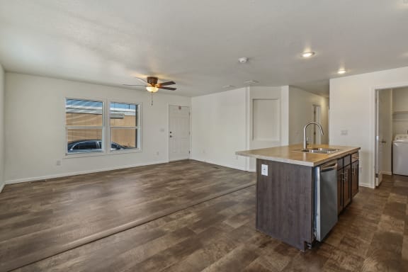 Kitchen Island Looking into Living Room