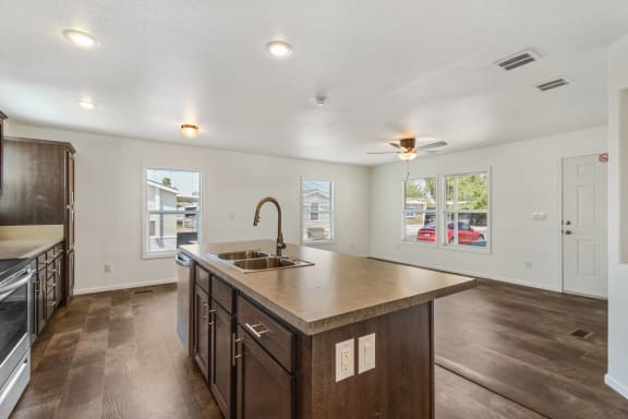 Kitchen Island Looking into Living Room