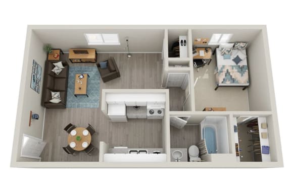 One bedroom Floor Plan at The Meridian at Lakewood, Lakewood, 80228