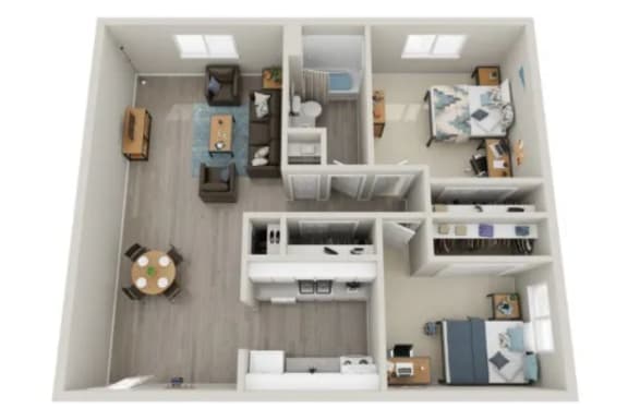 Two bedroom Floor Plan at The Meridian at Lakewood, Lakewood, Colorado