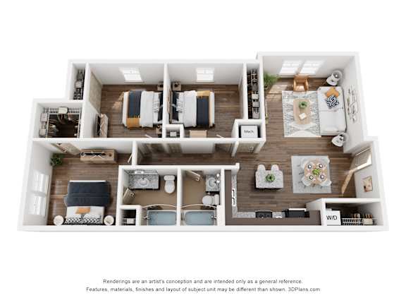 a 1 bedroom floorplan is shown with a wood floor