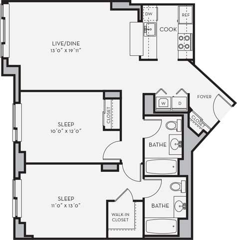 B3 Floor Plan at Shearwood Station, New Rochelle, New York