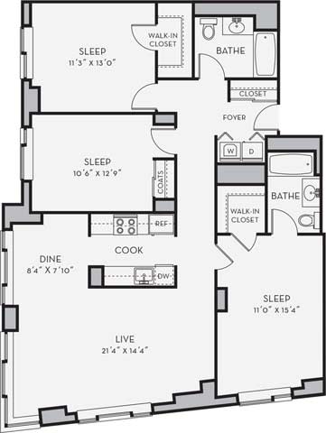 C2 Floor Plan at Shearwood Station, New Rochelle, New York