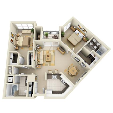2 BRC Floor Plan at Prospect Place, Hackensack
