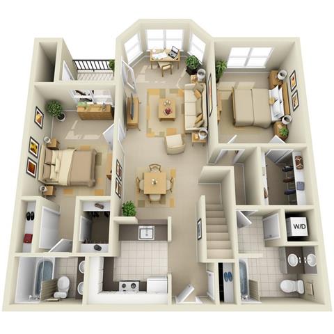 2 BR Loft Floor Plan at Prospect Place, Hackensack, NJ