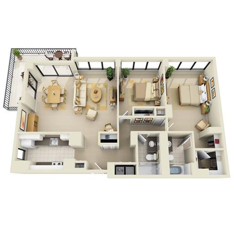 2BRAE Floor Plan at Prospect Place, Hackensack