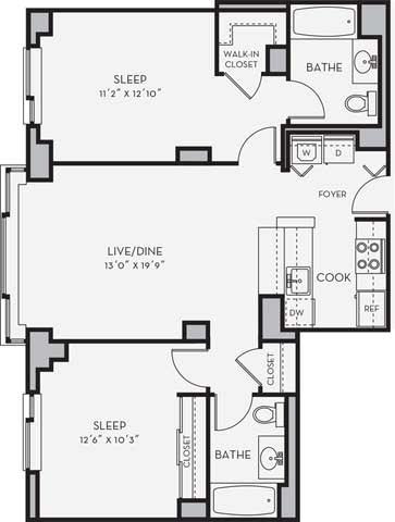 B2 Floor Plan at Shearwood Station, New Rochelle, 10801