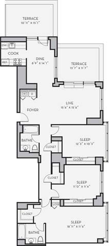 C3 Floor Plan at Shearwood Station, New Rochelle