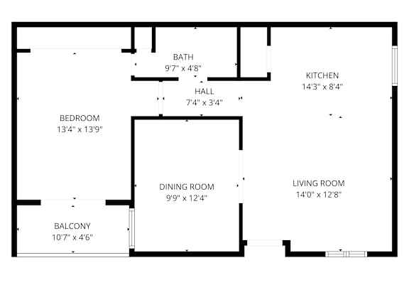 A black and white image of a floor plan for a house.