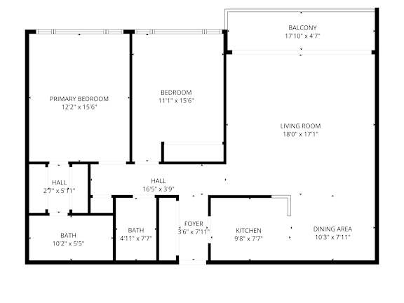 A black and white image of a floor plan for a house.