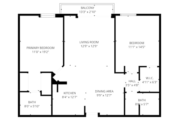 A black and white image of a floor plan for a home.