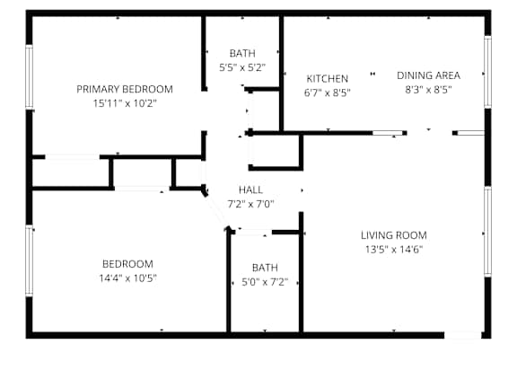 A black and white image of a floor plan for a house.