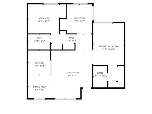 A black and white image of a floor plan for a house.