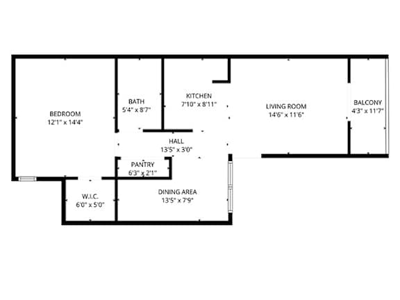 A black and white image of a floor plan for a house.