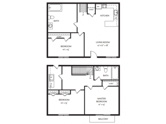 Taymil Andover Place 3 Bedroom 2 Bathroom Townhouse Floor Plan