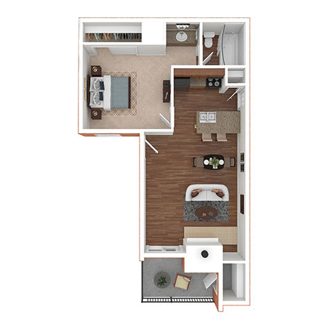 Floor Plan  1 Bd 1 Ba The Cambridge