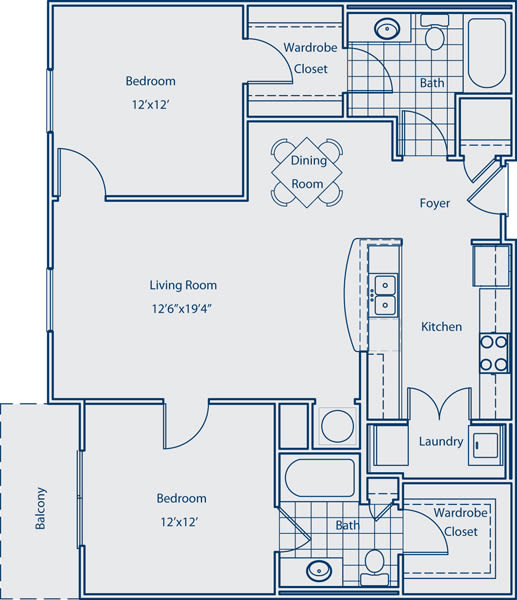 B2A 2 bed| 2 bath SQFT: 1088 B2A 2 bed| 2 bath SQFT: 1088 at The Atlantic Aerotropolis, Atlanta, Georgia