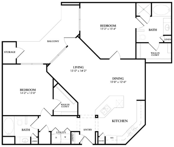 2 bed 2 bath B3 Floor Plan at The Atlantic Memorial, Texas, 77079