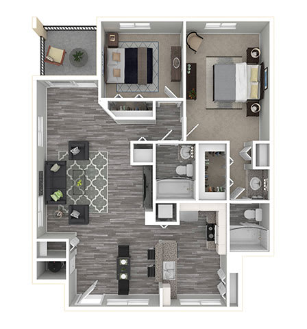 Floor Plan  Bedroom 2 Bathroom 2 F at The Barrington Club, Coral Springs, FL