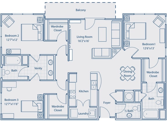 C3 3 bed| 2 bath SQFT: 1553 C3 3 bed| 2 bath SQFT: 1553 at The Atlantic Aerotropolis, Atlanta, Georgia
