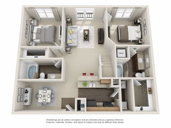Empire- Loft 1220 sqft -City View Apartments at The Atlantic North Highland, Charlotte.