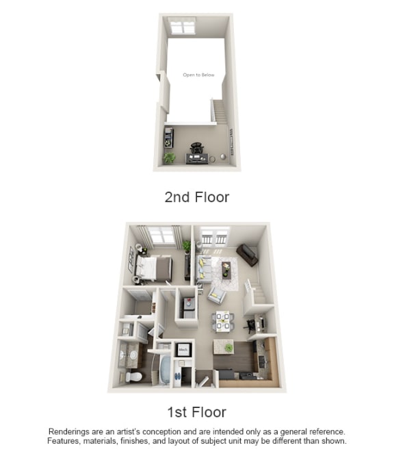 Beds: 1, Baths: 1, SQFT: 904-1,022, City View at The Atlantic North Highland, Charlotte.
