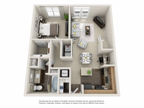 Beds: 1, Baths: 1, SQFT: 904-1,022, City View at The Atlantic North Highland, Charlotte, NC.