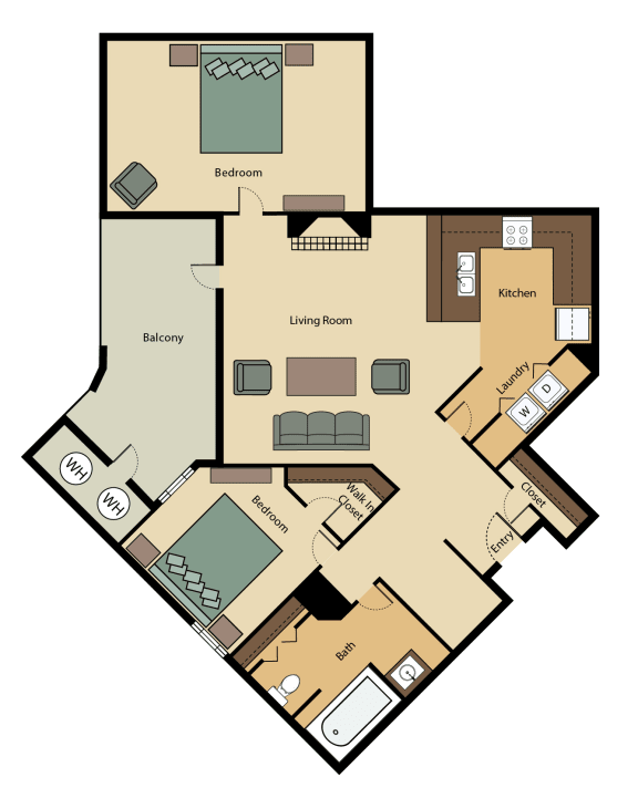 1 bed 1 bath Peachtree with 1010sq. ft. at The Atlantic Buckhead, Atlanta, GA