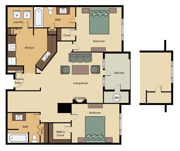 2 bed 2 bath Chastain with 1291sq. ft. at The Atlantic Buckhead, Atlanta, GA