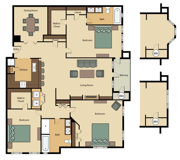 3 bed 2 bath Tuxedo with 1769sq. ft. at The Atlantic Buckhead, Atlanta, GA