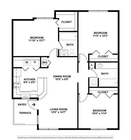 Canary 3 Beds | 2 Baths | 1,187 sq ft- Boca Colony  at Boca Colony, Boca Raton, 33433
