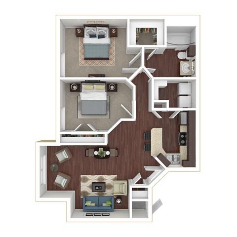 Caribe 2 Beds | 1 Bath | 952 sq ft Palms of Boca Del Mar  at Palms of Boca Del Mar, Boca Raton, FL