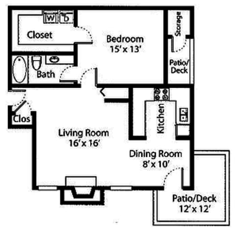 1 bed 1 bath floorplan 1 bed 1 bath floorplan at The Pointe at Preston Ridge, Alpharetta, 30005