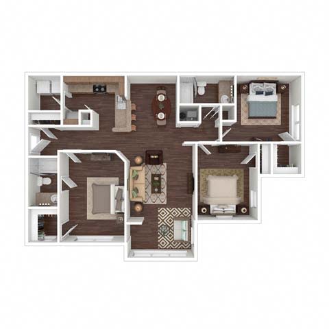 Floor Plan  3 Bedroom 2 Bath Floor Plan at The Atlantic River West, Atlanta, GA, 30336