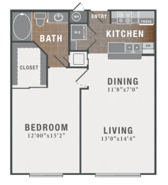 1 bed 1 bath B at Montecito Apartments, Texas, 77056