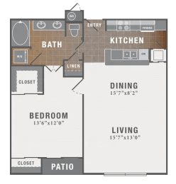 1 bed 1 bath C at Montecito Apartments, Houston, TX, 77056