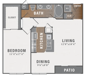 1 bed 1 bath D at Montecito Apartments, Houston, TX