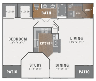1 bed 1 bath F at Montecito Apartments, Houston, Texas